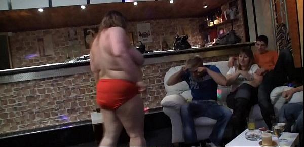  Chubby party girl takes off her clothes at bbw party
